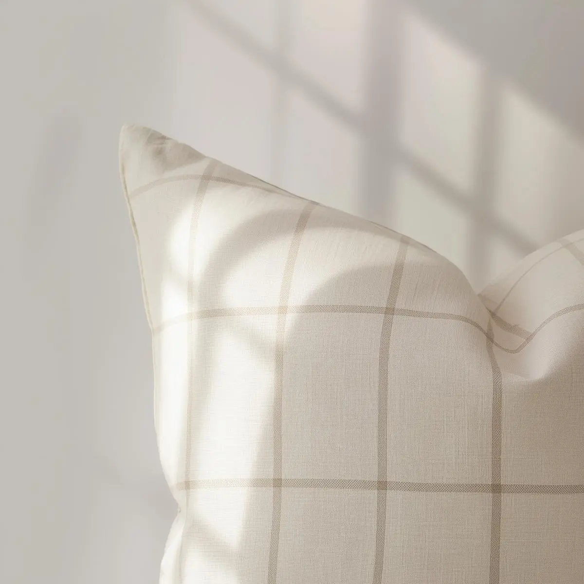 linen grid pillow cover
