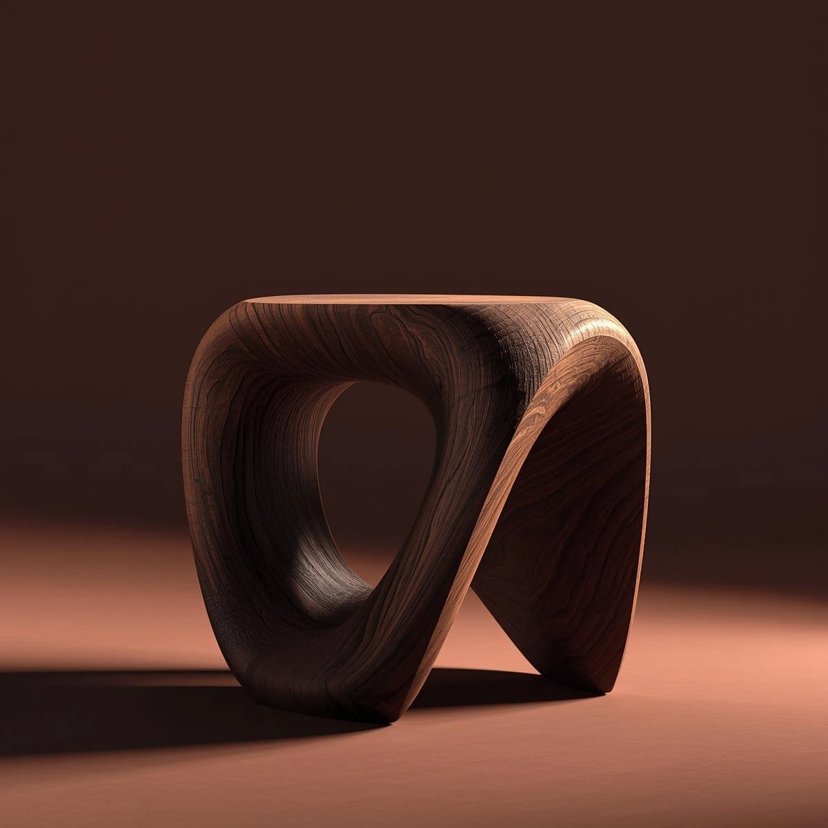 walnut sculpted stool